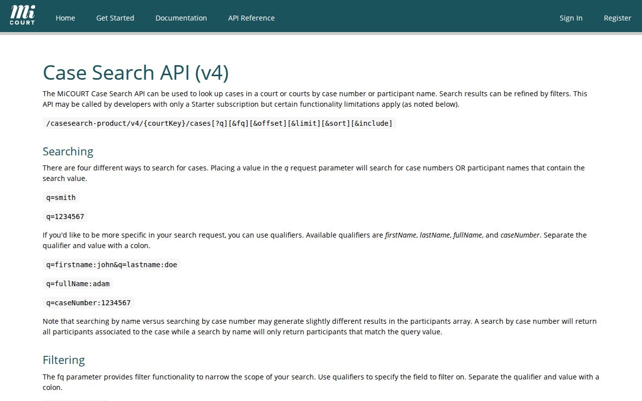 Wayne County docket search using documented MiCOURT case-search fields