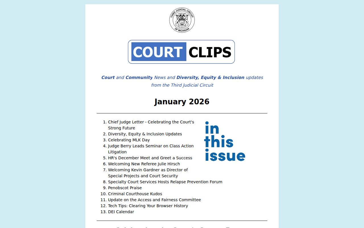 Wayne County court schedule and Third Circuit January 2026 court-news information