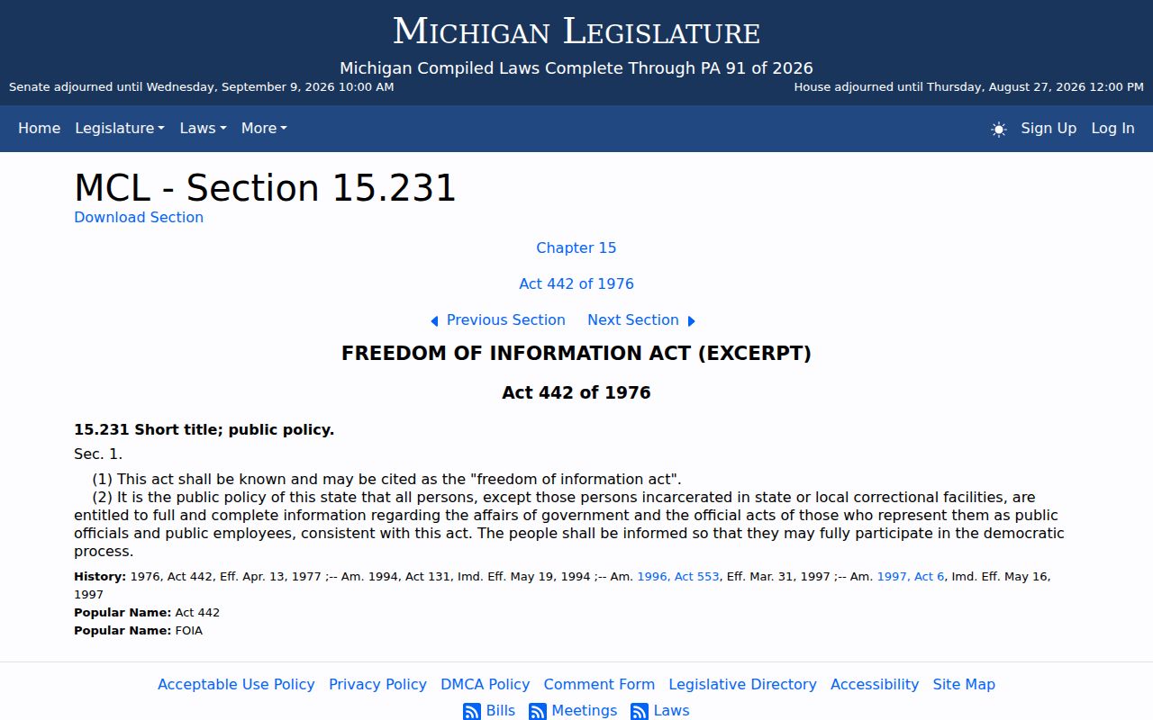Wayne County court records and Michigan public-record law reference