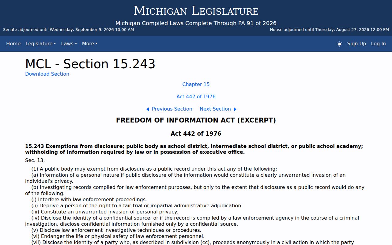 Wayne County court records request and Michigan access-law reference