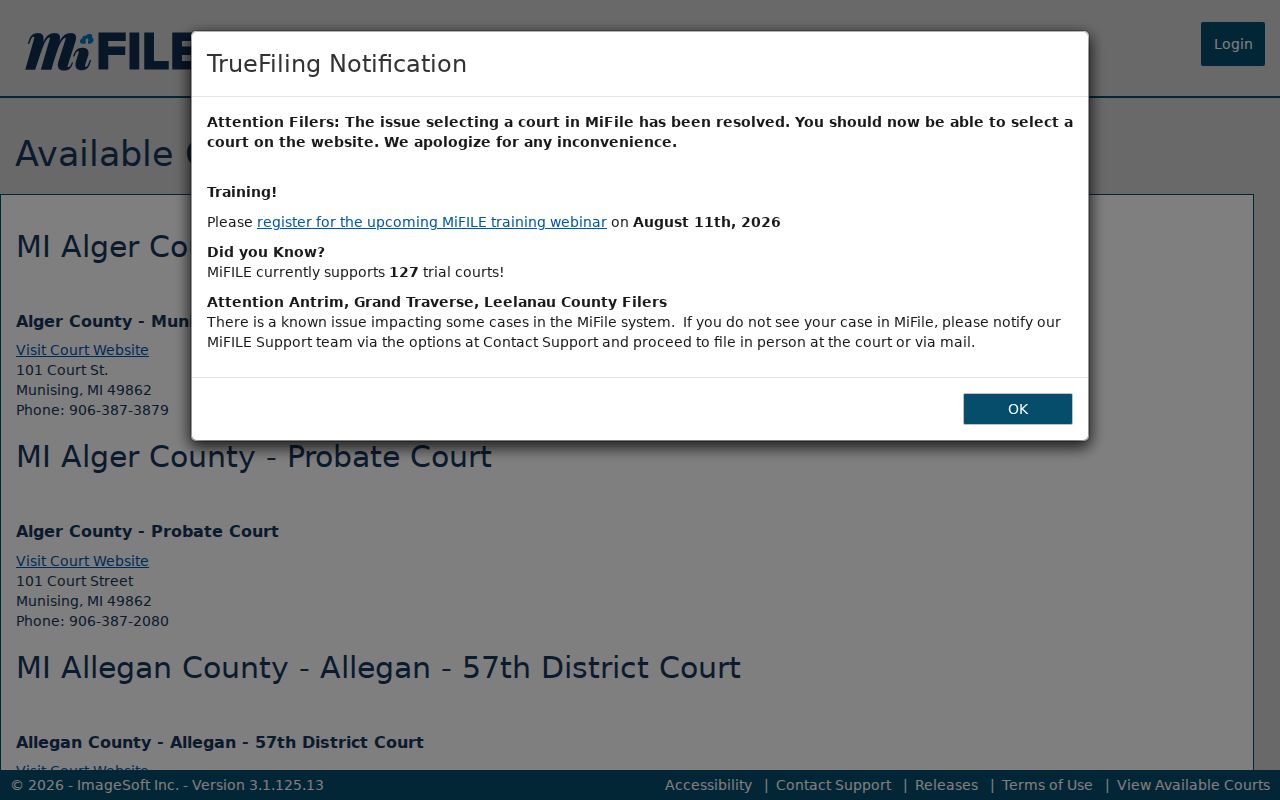 Wayne County court docket MiFILE available courts listing