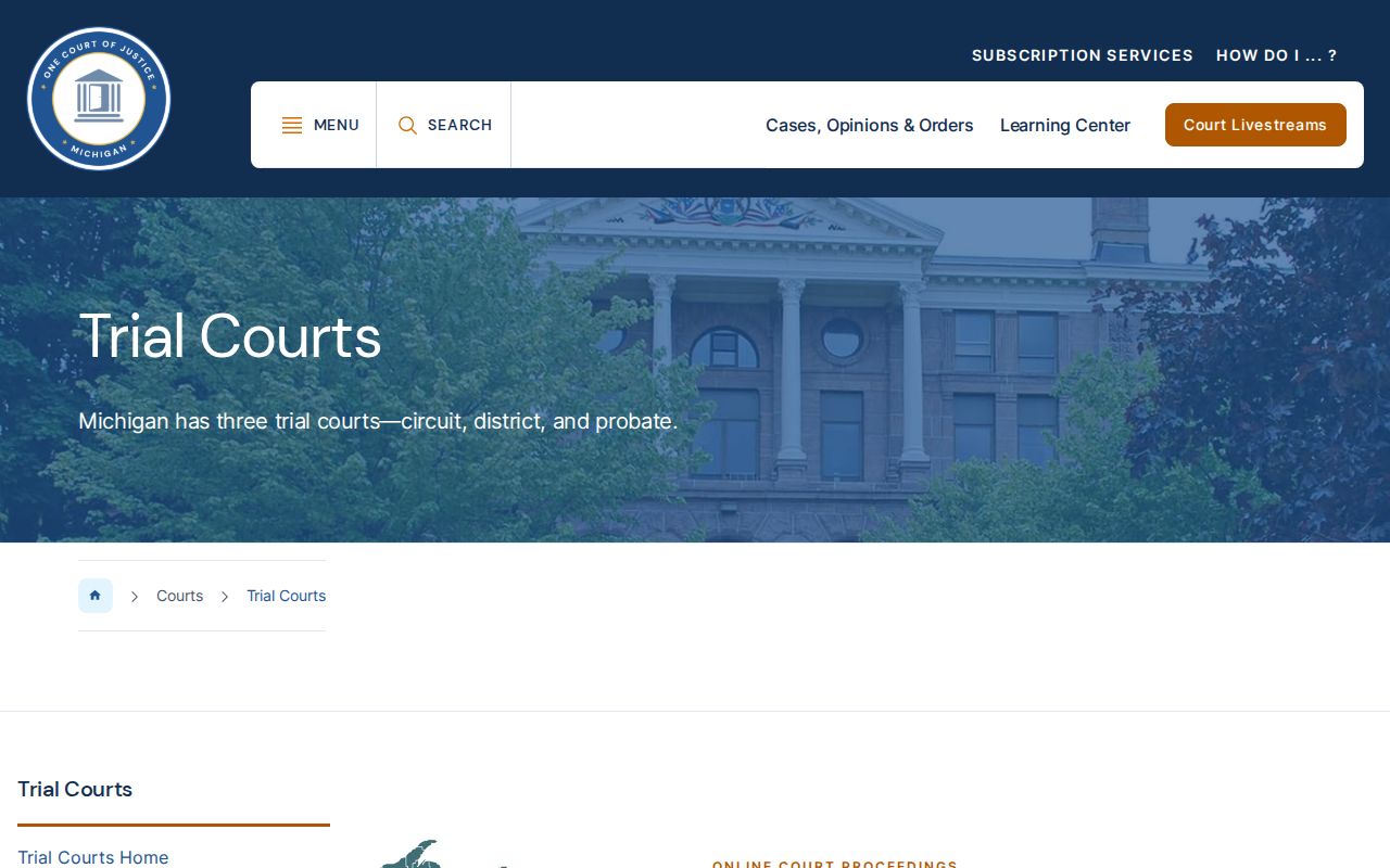 Wayne County court docket Michigan trial court directory