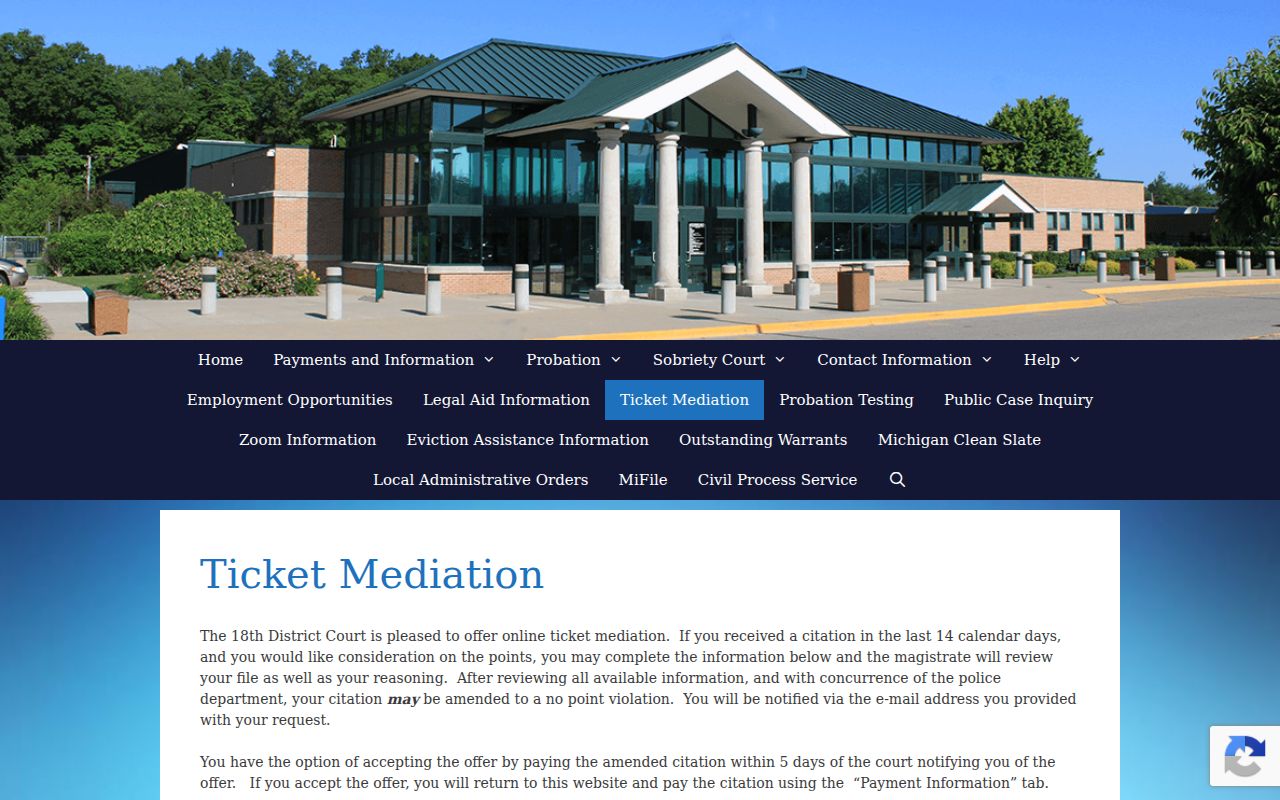 Wayne County traffic court mediation option for Westland citations