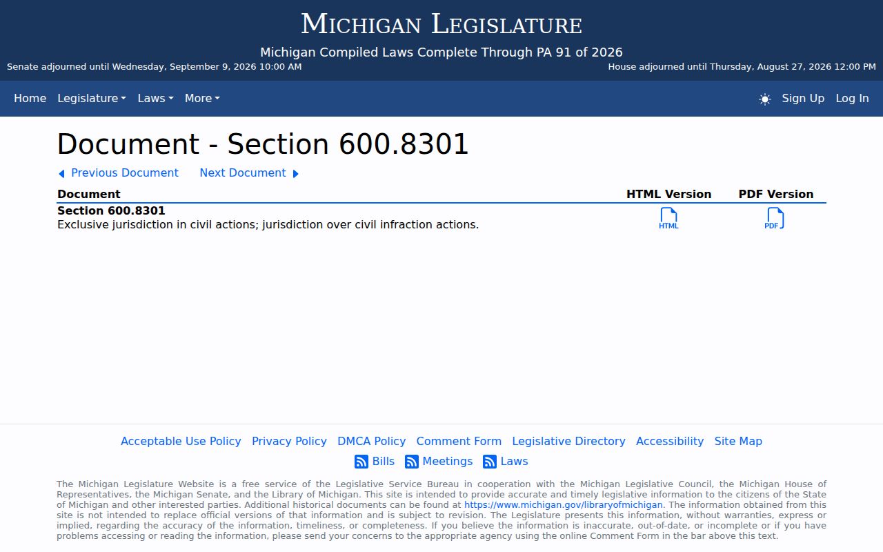 Wayne County traffic court records and Michigan district-court jurisdiction law