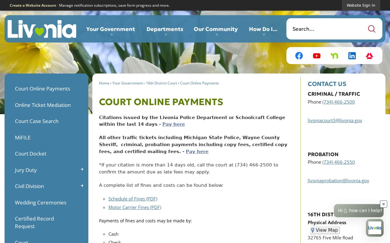Wayne County traffic court payments and CLEMIS option for Livonia